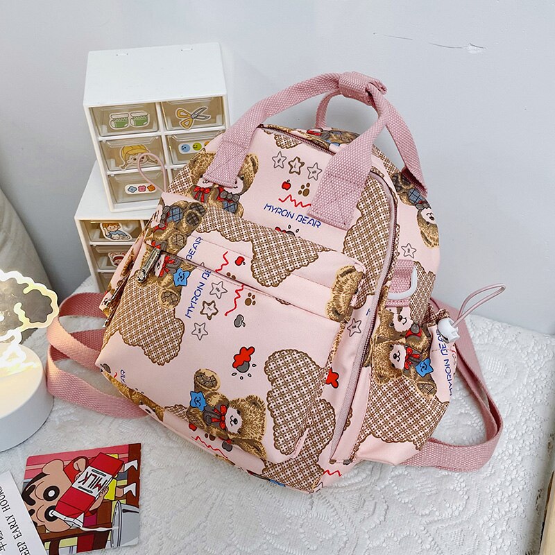 High quality cute printed backpack women&#39;s Kawaii multifunctional portable shoulder bag Fashion young female student school bag