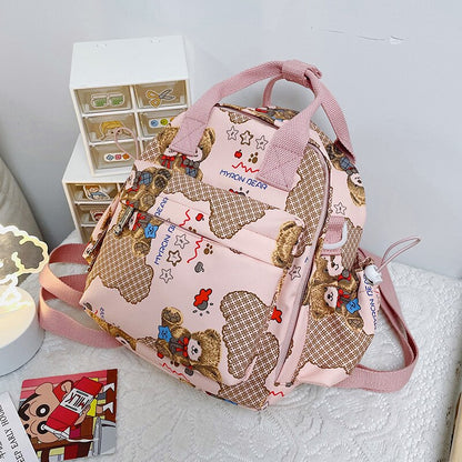 High quality cute printed backpack women&#39;s Kawaii multifunctional portable shoulder bag Fashion young female student school bag