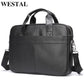 WESTAL Men&#39;s Briefcase Men&#39;s Bag Genuine Leather Laptop Bag 14 Computer Briecases Bags for Document Leather Messenger Totes Bags