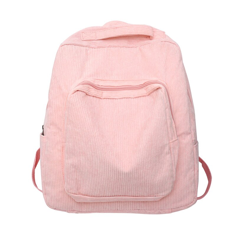 Ladies Solid Pink Corduroy Kawaii Student Backpack Trendy Cute Girl Travel Bag Fashion Female Backpack Women College Laptop Bags
