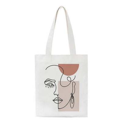 Korea Ulzzang Ins large capacity casual shopper bag fashion school bag Harajuku women shoulder bag art abstract face canvas bags