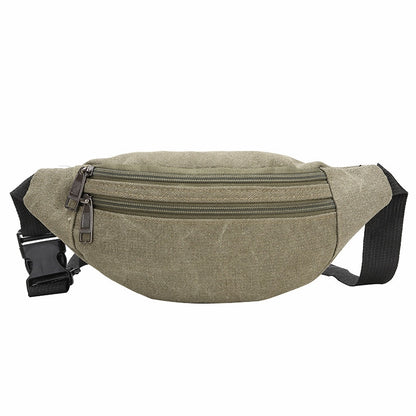 Casual Canvas Waist Bag Unisex Functional Waist Bag Mobile Phone Bag Men and Women Convenient Belt Banana Bag Fanny Pack Men