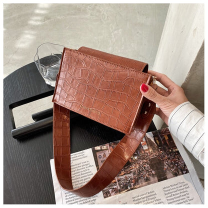 Fashion Trend Women Bag PU Single Shoulder Bag Pure Color Inclined Shoulder Bag Large Capacity Square Package