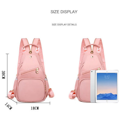 Women Small Backpack Chest Bag Sling Backpack Casual Travel Bag Simple Oxford Bagpack Crossbody Chest Bag For Go Out Shopping