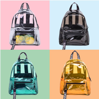 CPDD Women Girls Transparent PVC Backpack Fashion Travel Daypack College Travel School Rucksack