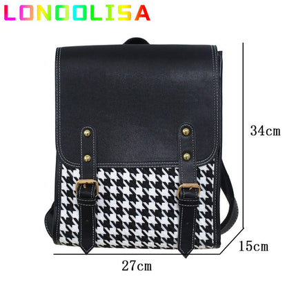 Korean Style Women's Backpack Fashion INS 3 Layers Houndstooth Back Pack Bags for Girls Luxury Lattice Female Shoulder Bag