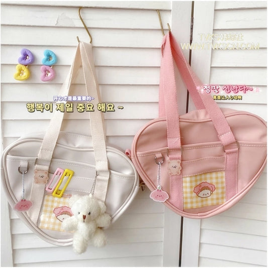 College Style Jk Lolita Uniform Girls Shoulder Bag Cute Love Heart Shape Itabag Fashion Women Messenger Bags Lady Tote Handbags