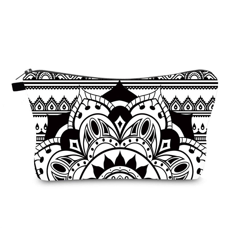 FUDEAM Polyester Mandala Pattern Portable Women Travel Storage Bag Toiletries Organize Cosmetic Bag Waterproof Female MakeUp Bag