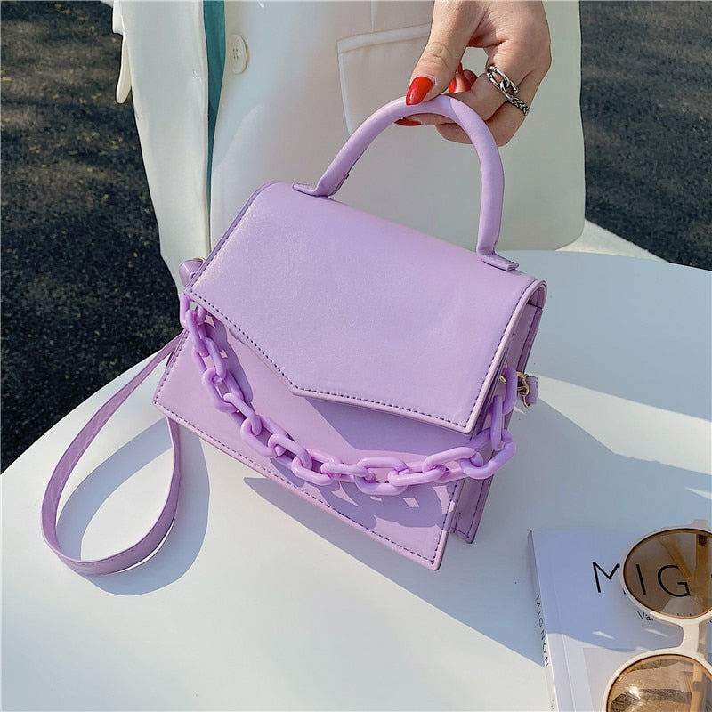 New Chain Shoulder Bag Designer Handbags For Ladies Solid Color Crossbody Bags For Women Fashion Female Small Flap Handle Bag
