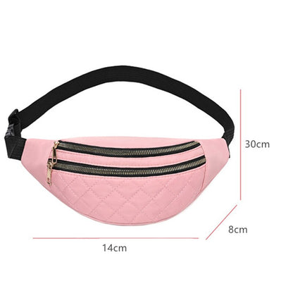 Plaid Women&#39;s Waist Bag PU Leather Belt Bags Designer Shoulder Crossbody Chest Bag Female Fashion Banana Hip Purse