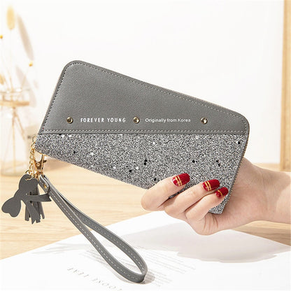 Fashion Women&#39;s Pu Leather Long Wallets Sequins Patchwork Glitter Wallet Coin Purse Female Wallets Girls Gifts Wholesale