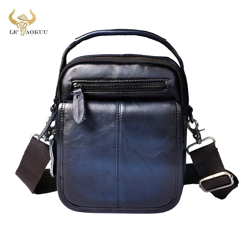 Hot Sale Crazy Horse Leather Fanny Waist Belt Bag Pack Design Messenger Satchel Cross-body Shoulder Tote bag For Men Male 8025