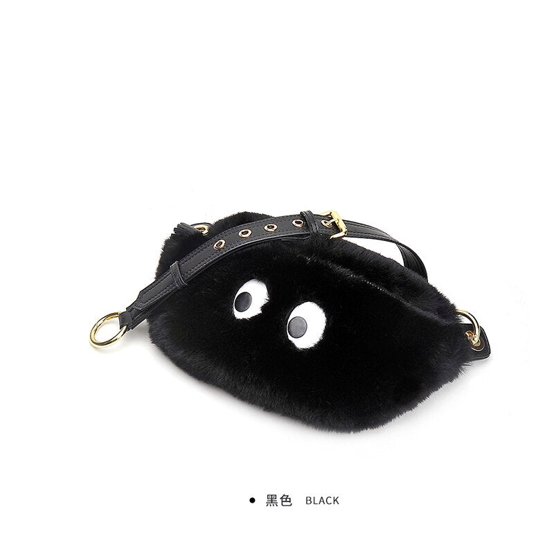 Bemoreal Mini Wallet Women Faux Fur Big Eyes Coin Bag With Zipper Fashion Small Purse Female Tassel Sweet Key Wallets