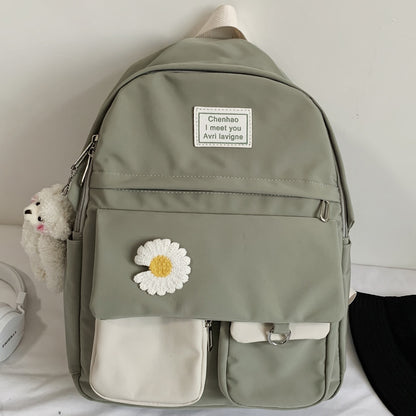 Girl College Student Backpack Cute Flower Nylon Women School Bag Lady Kawaii Backpack Female Fashion Bags Book Trendy Travel New