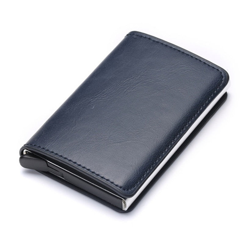 Business ID Credit Card Holder Men Women Coin Leather Wallet RFID Aluminium CardHolder Box with Money Clips Purse