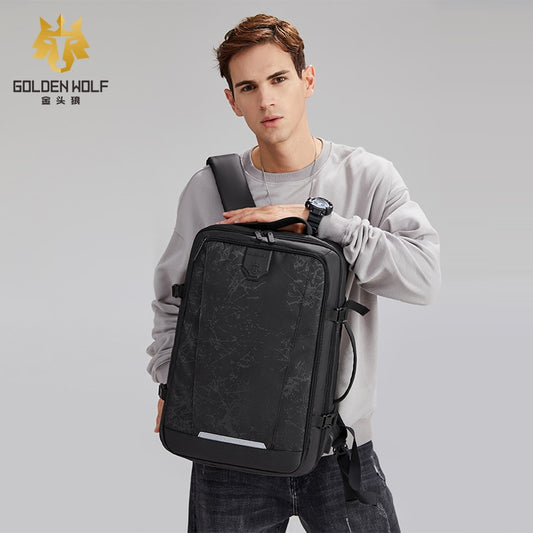 Men&amp;#39;s Backpack 15.6 Inch Laptop Bagpack Black Expandable Mochila for Man USB Charging Travel Rucksacks School Bags for Boys