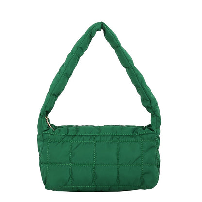 Fashion Space Pad Cotton Women Shoulder Baguette Shape Bag Female Shopper Lady Winter Nylon Padded Winter Quilted Bag Handbag