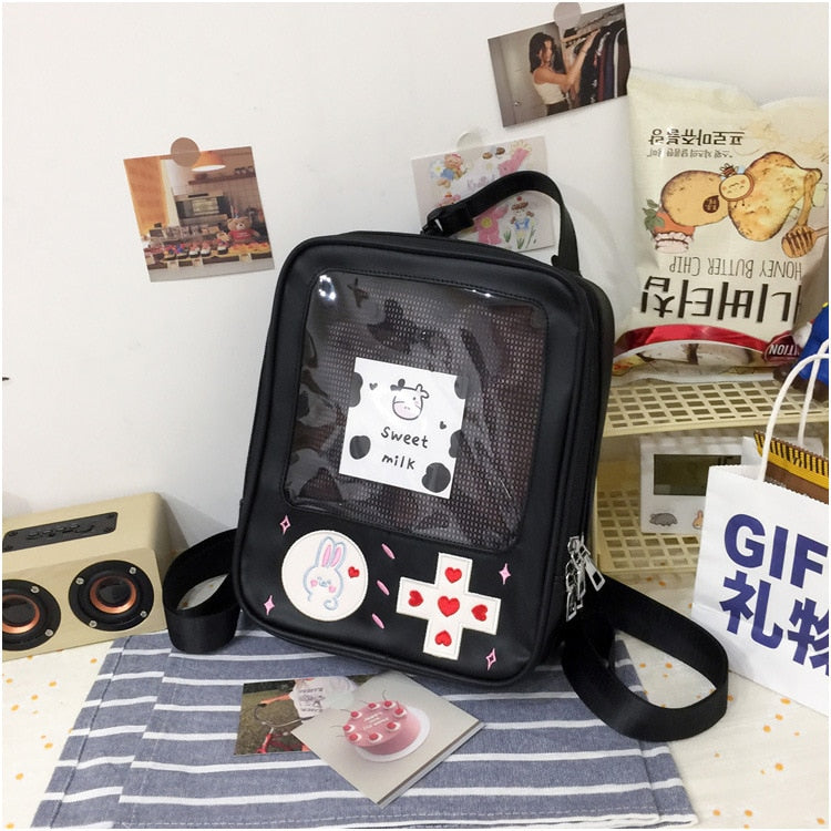 Cute Clear Kawaii Ita Bag Backpack Game Machine Style Transparent Rucksack Ita Shoulder Bag Bunny Girls Lolita Backpack H225