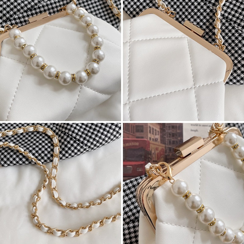 Women&#39;s Party Clutch Wedding Crossbody Bag Totes Stylish Pearl Clip Bag Evening Handbags Shoulder Bags Summer Beach Bag