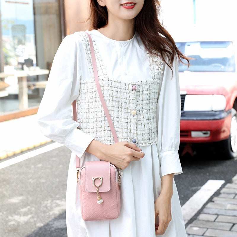 Spring Summer Mini Cross-body Mobile Phone Shoulder Bag Woven Pearl Tassel Cover-style Female Bag Shoulder Diagonal Bag