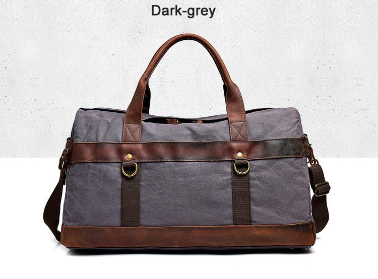WaterProof Waxed Canvas Leather Men Travel Bag Hand Luggage Bag Carry On Large tote Vintage Men Duffle Weekend Bag big Overnight