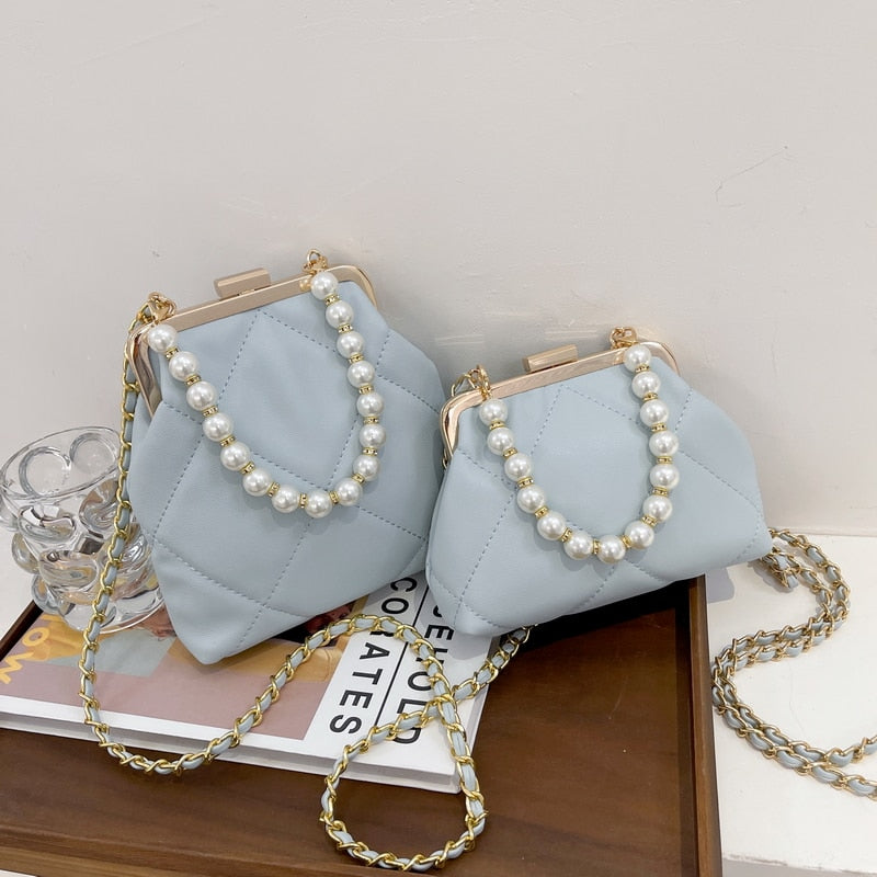 Women&#39;s Party Clutch Wedding Crossbody Bag Totes Stylish Pearl Clip Bag Evening Handbags Shoulder Bags Summer Beach Bag