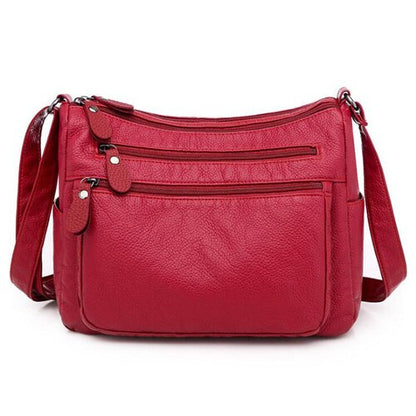 Women Washed Soft PU Leather Shoulder Bag Casual Crossbody Bags for Women Multi-pocket  Handbag Female Messenger Bags