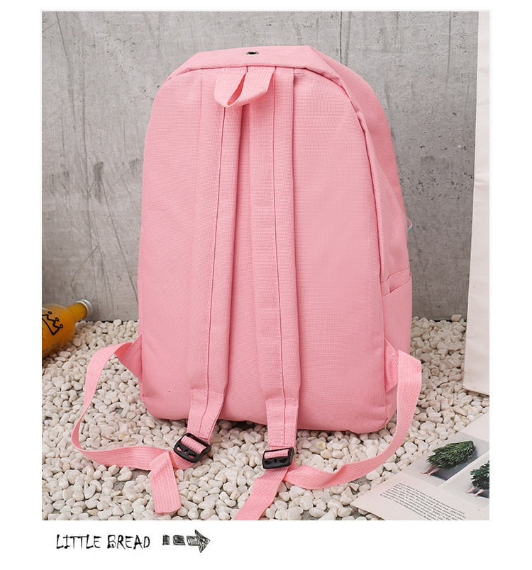 Popular Canvas Backpack Female Bow Ribbon Campus Student Backpack Casual Children Mother Package Four-piece