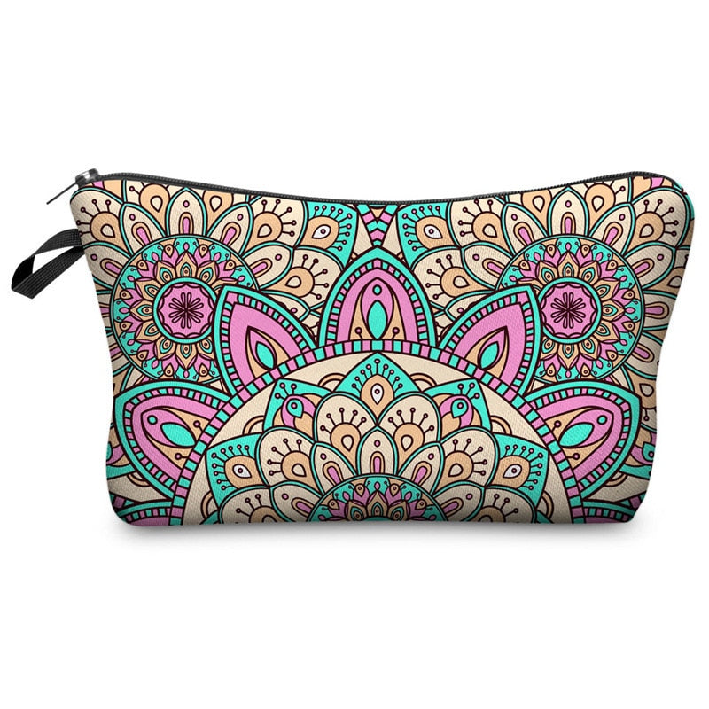 FUDEAM Polyester Mandala Pattern Portable Women Travel Storage Bag Toiletries Organize Cosmetic Bag Waterproof Female MakeUp Bag