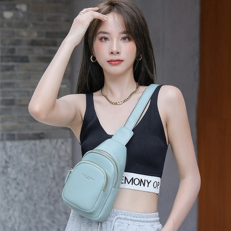 Fashion Chest &amp; Waist Packs For Women Pu Leather Street Shoulder Bags High Quality Crossbody Bags Female Hip Hop Purses