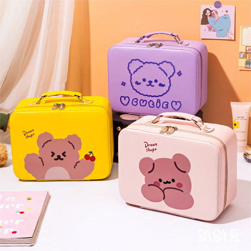 Cosmetic Bag Women Large Capacity Multifunction Makeup Bag Cartoon Dog Bear Cute Travel Wash Beauty Bag Storage Case Girl WY34
