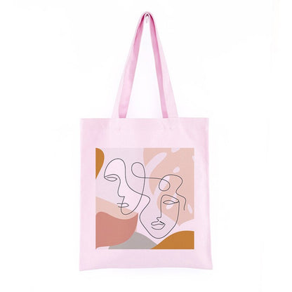 Korea Ulzzang Ins large capacity casual shopper bag fashion school bag Harajuku women shoulder bag art abstract face canvas bags