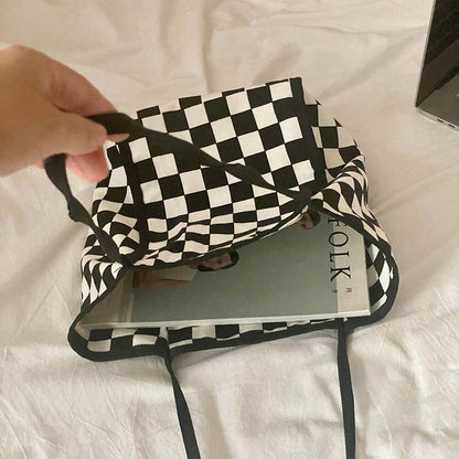 Retro Women Shoulder Bags Fashion Zebra Pattern Ladies Tote Shopping Bags Large Capacity Checkerboard Female Pouch Handbags