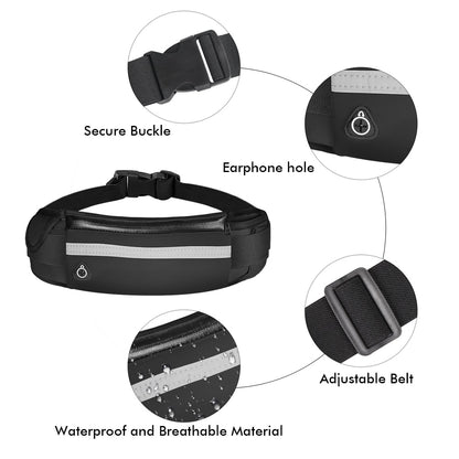 Buylor Sports Waist Pack Women Men Running Belt Waist Bag Waterproof Fanny Pack Wallet Men Pouch Belt Portable Phone Holder Gym