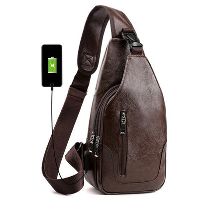 Male Shoulder Bag USB Charging Crossbody Chest Bag For Men Anti Theft Chest Waist Pack Trip Messenger Bags Single Strap Back Bag