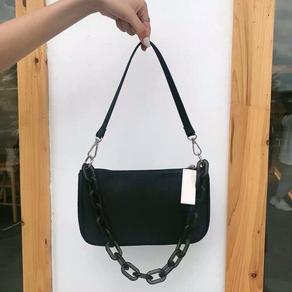 Shoulder Bags Solid Chain Fashion Women Handbags Baguette Crossbody Bag Zipper Female All-match Underarm Simple Elegant Leisure
