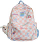 Women Laptop Plaid College Bag Cute Cartoon Girl Travel Backpacks Nylon Fashion Lattice Ladies Kawaii Backpack Female School Bag