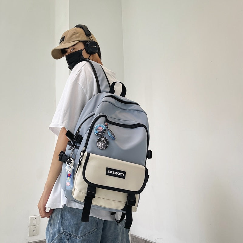 Fashion Waterproof Backpack Women Kawai Shoulder Cute New School Bag For Teenager Girls Student Colourful Female Animal Pendant