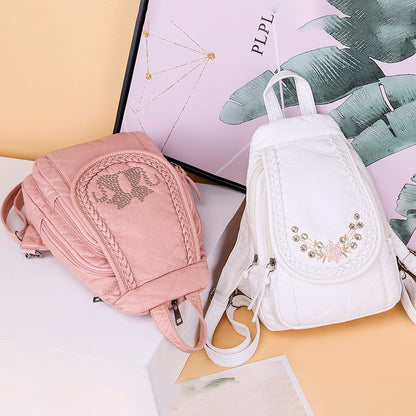 High Quality Backpack for Women New White Leather Backpack School Bag for Teenage Girls Female Travel Backpack Mochila