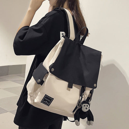 Fashion women&#39;s backpack Contrast color waterproof nylon travel bag Teen girl college student Men&#39;s school bag Student Mochila