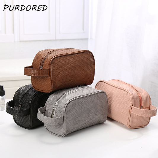 PURDORED 1 Pc Solid Color Men Washing Bag Unisex Cosmetic Bag for Make Up Travel Large Toiletry Makeup Bag Organizer Pouch Case