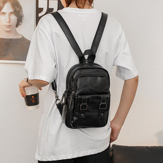 Lightweight Multifunction Men&#39;s Backpack Fashion Chest Bag Small Shoulder Bags For Men Crossbody Bag PU Leather Small Backpacks