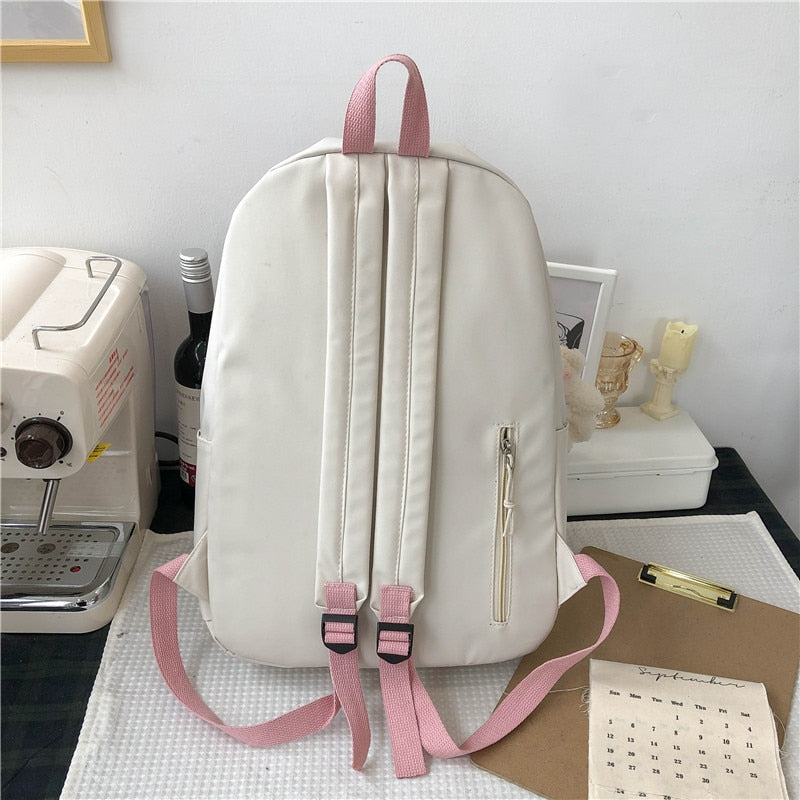 EST Women Backpack New Kawaii Patchwork Female Large Capacity Waterproof Nylon Shoulders School Bag Preppy Mochila Bolsa