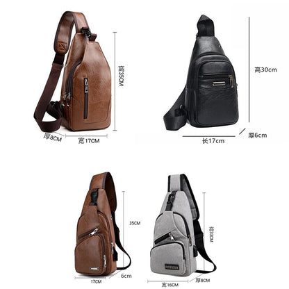 Male Shoulder Bag USB Charging Crossbody Chest Bag For Men Anti Theft Chest Waist Pack Trip Messenger Bags Single Strap Back Bag