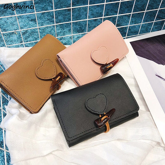 Horn Button Wallets New Arrivals Women Vintage Short Style Purses Heart Pattern Fashion Panelled Trendy Coin Card Holders Luxury