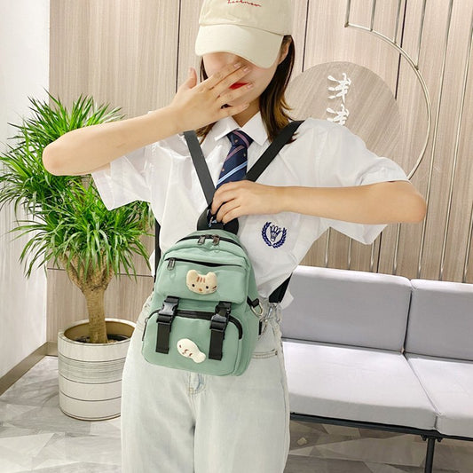 Kitten Women Backpack Fish Shoulders Bags Cute Women Black Bags Canvas Mini School Bags Multilayer Space Travel Bag New