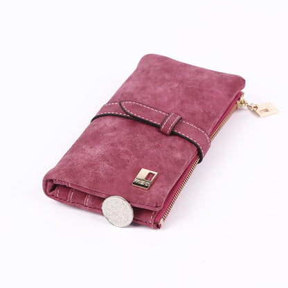 Geestock Women Long Wallets Coin Purse PU Matte Two Fold Wallets Zipper Mobile Phone Design Card Holder Ladies Clutches Wallet