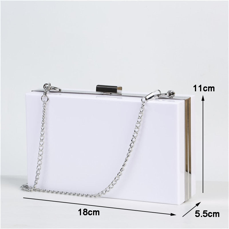 Classic White Acrylic Bags Box Wallet Day Clutch Bags Women Messenger Shoulder Bags Wedding Party Prom Evening Clutches Handbags