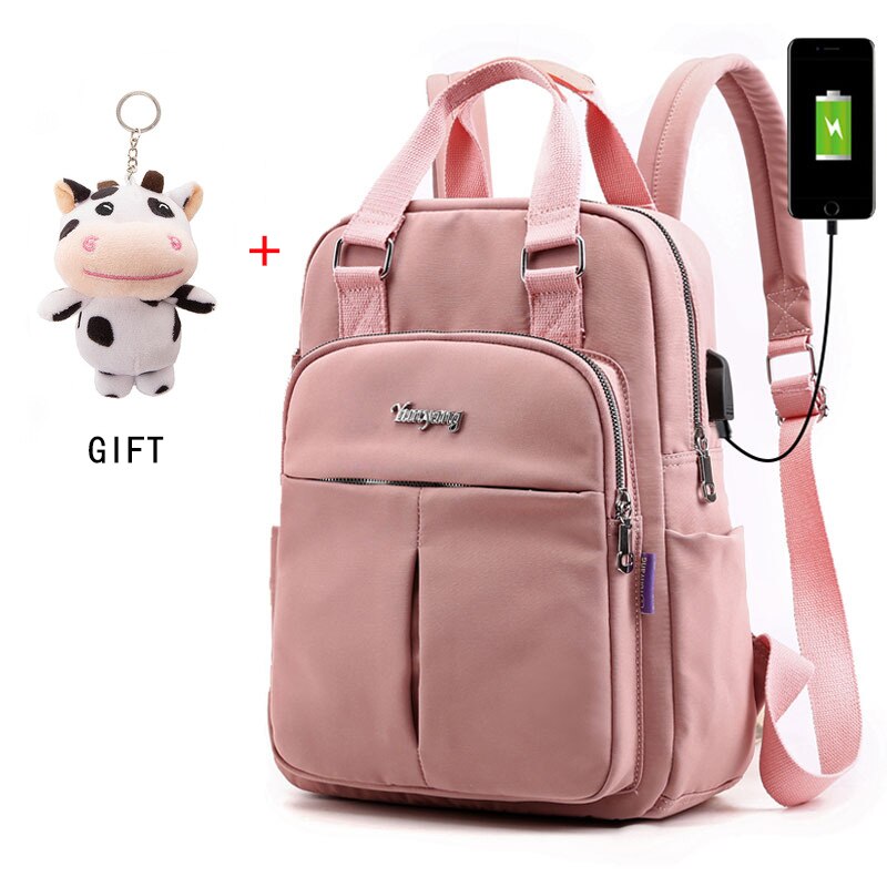 New Fashion Backpacks Women High Quality Large Capacity Backpack Laptop USB Charging Travel Bags for School Girls Mochilas Cow