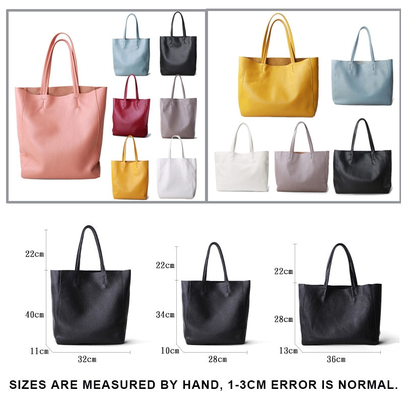 Women Luxury Bag Casual Tote Female Lemon Yellow Fashion Shoulder Handbag Lady Cowhide Genuine Leather Shoulder Shopping Bag